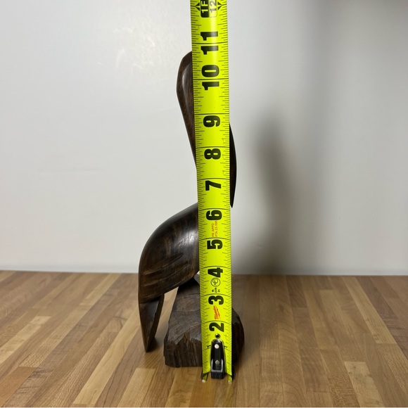 Mid Century Modern Hand Carved Wood Pelican Bird Figurine 11 Inch Height - Picture 5 of 6
